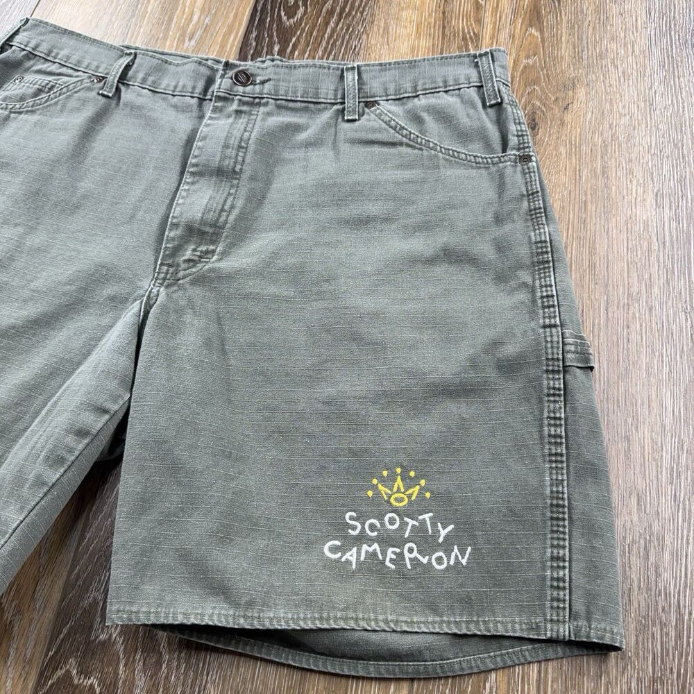Vintage Scotty Cameron X Dickies Golf Shorts Mens 38 OD Green Canvas Carpenter